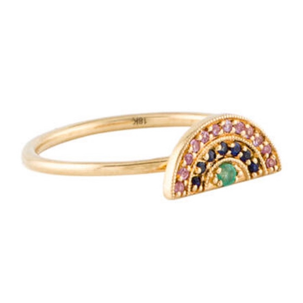 Andrea Fohrman Celestial sapphire rainbow ring 18K gold 6.25